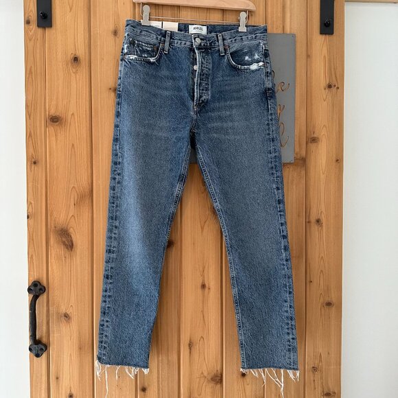 AGOLDE Jamie High Rise Classic Strait Leg Raw Hem Jean Size 28 - Picture 3 of 10
